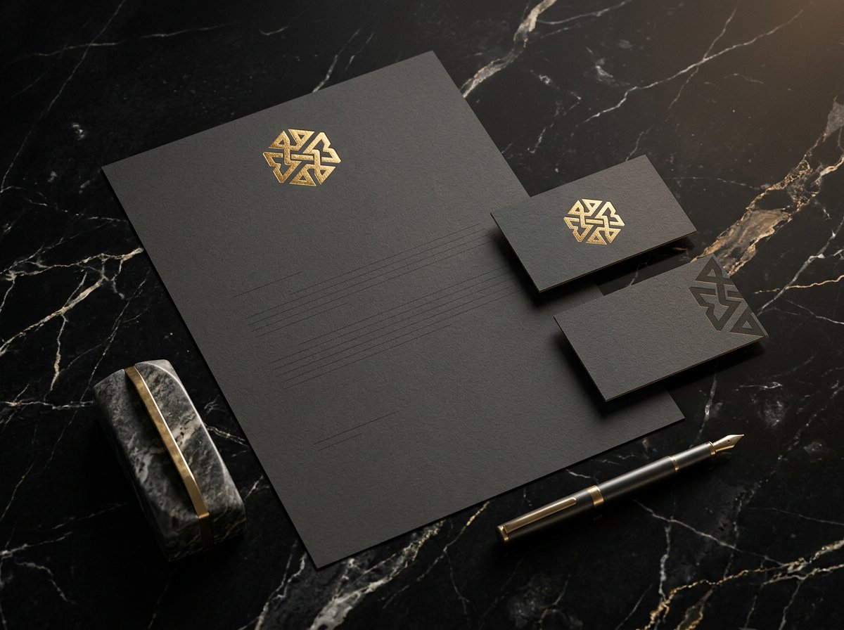 Gold foil brand identity stationery
