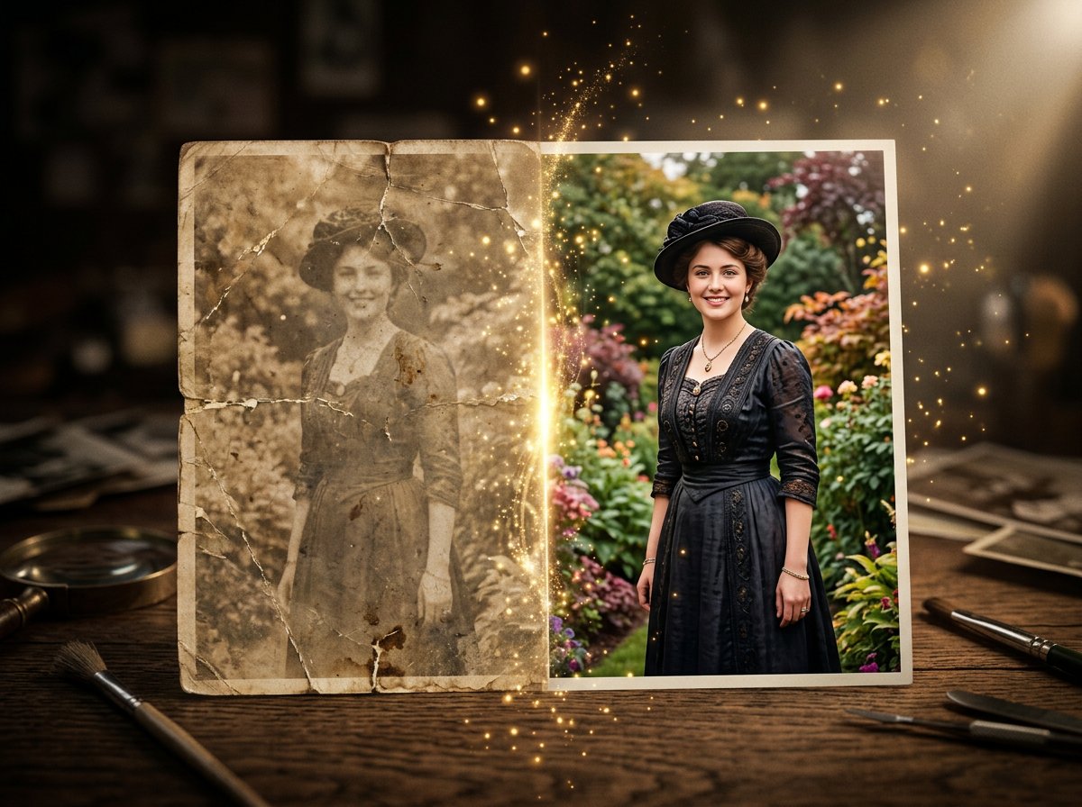 Old photograph restored to vivid color