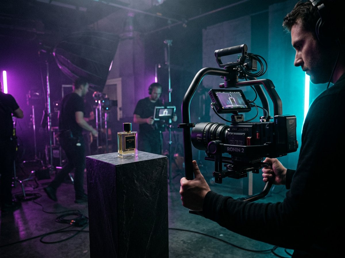 Behind the scenes of a Visual Boost Pro commercial shoot